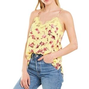 CAMI NYC Racer Camisole Silk Hibiscus Yellow and Purple Size Small- NWT
